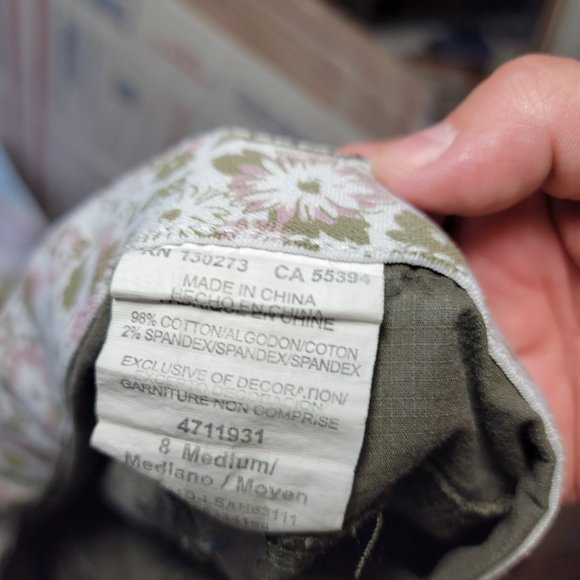 Lee Olive Green Khaki Drawstring Bermuda Shorts Size 8 - Picture 3 of 12